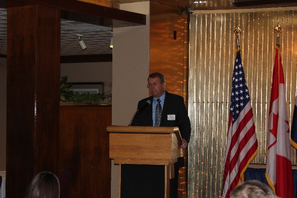 Michael Winchester, deputy G-6 of the U.S. Army Space and Missile Defense Command/Army Strategic Command, addresses the audience in April.
